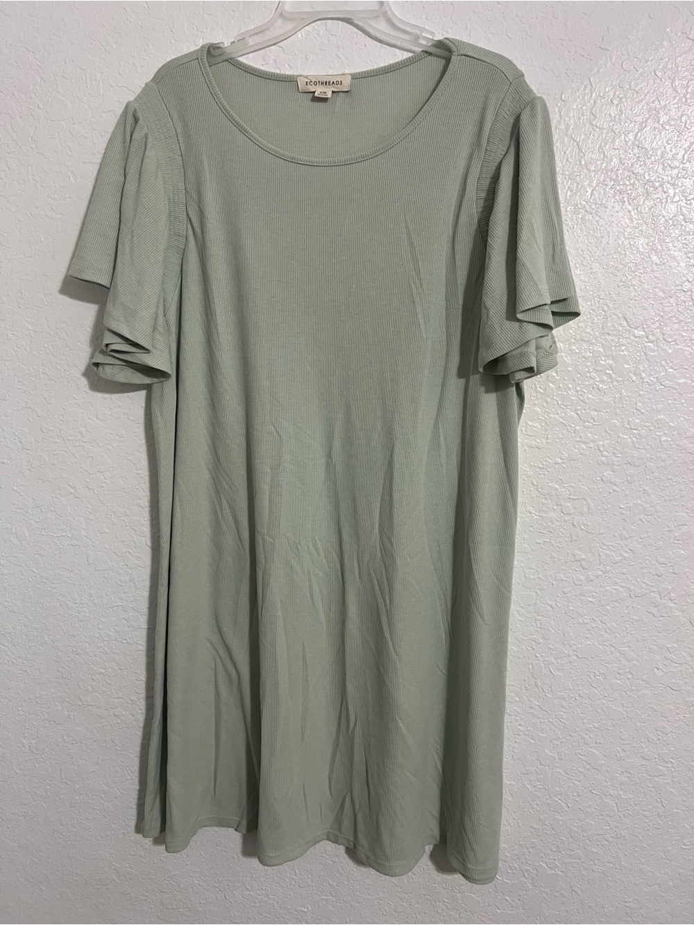 ECOTHREADS Womens Light Green Flare Sleeve Ribbed Knit Shirt Dress Size XXL #247